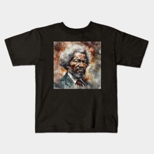 Frederick Douglass Painting Portrait for Black History Month Kids T-Shirt